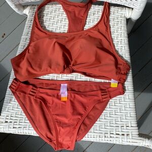 No Boundaries Clay Red Bikini, junior top size L/G (11/13), bottom size M (7-9).